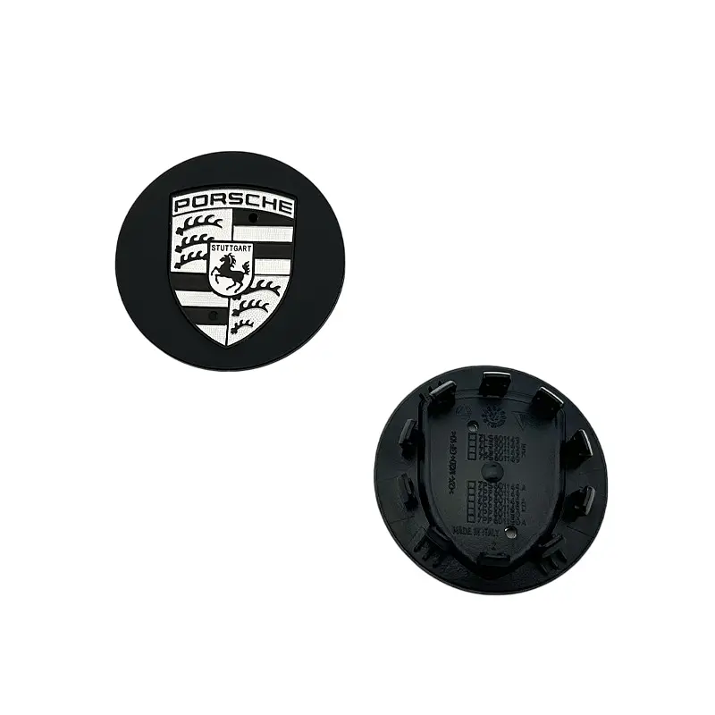 Ковпак колеса Porsche чорний+білий логотип 76мм 1шт пластик (на клямках) OEM 7L5601149