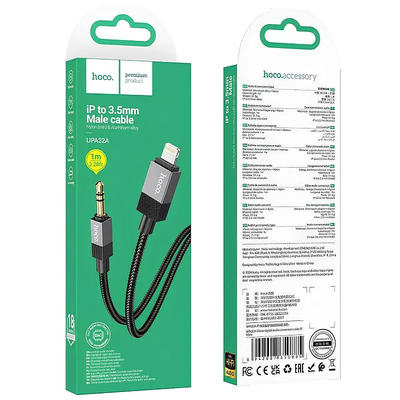 Аудіо кабель Aux Hoco UPA32B Clever digital Type-C to AUX 3.5 мм 1 м Black - фото 5