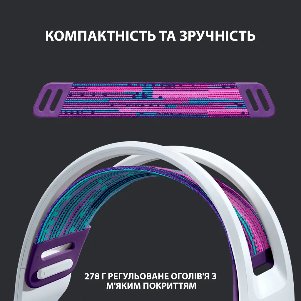 Навушники Logitech G733 Lightspeed Wireless RGB Gaming Headset White (981-000883) - фото 2