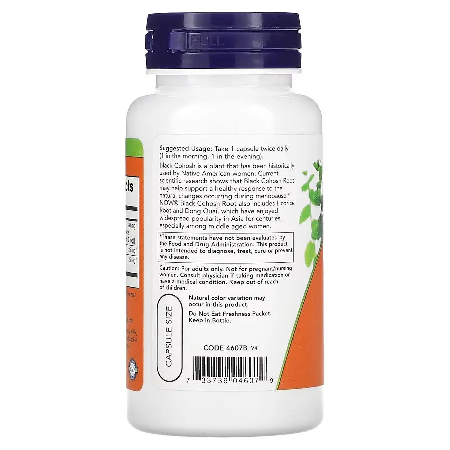 Натуральная добавка NOW Black Cohosh Root 80 mg, 90 вегакапсул - фото 3