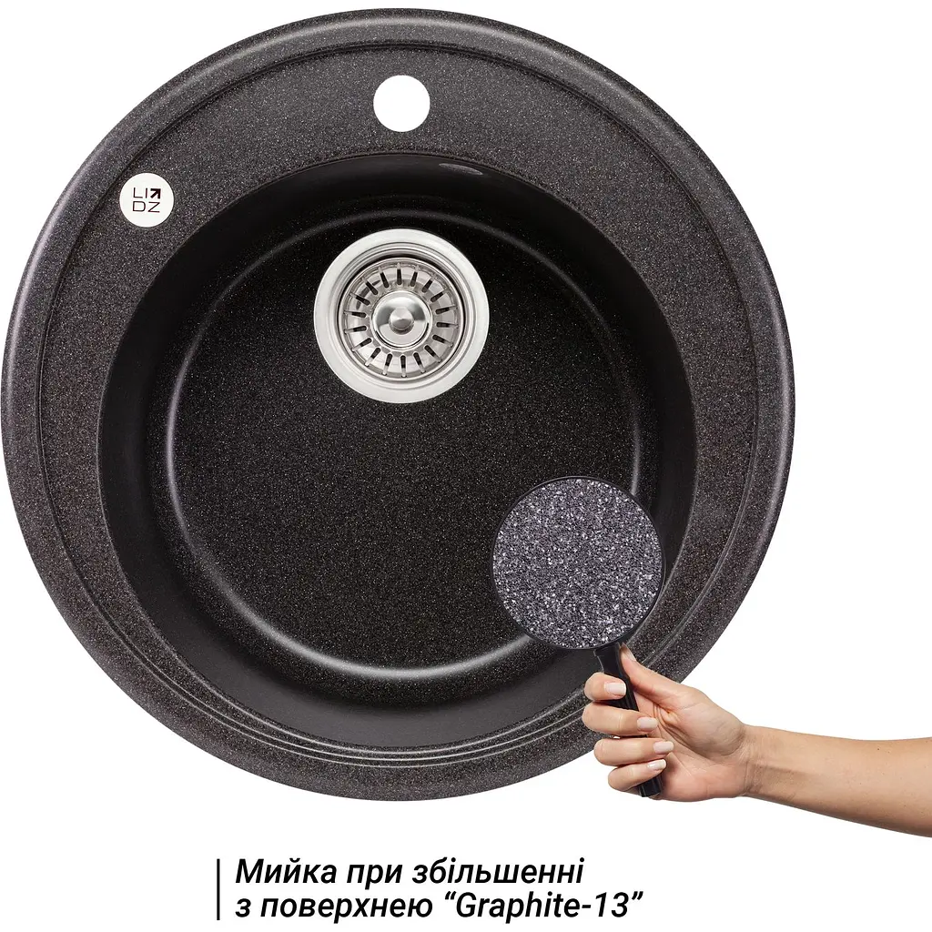Кухонна мийка Lidz D510/200 GRF-13 графіт (LIDZGRF13D510200) - фото 6