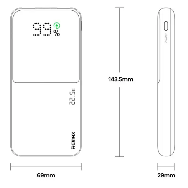 Павербанк Remax RPP-623 20000 мАг до 22,5 Вт USB-C USB-A PD QC Чорний (1243) - фото 4
