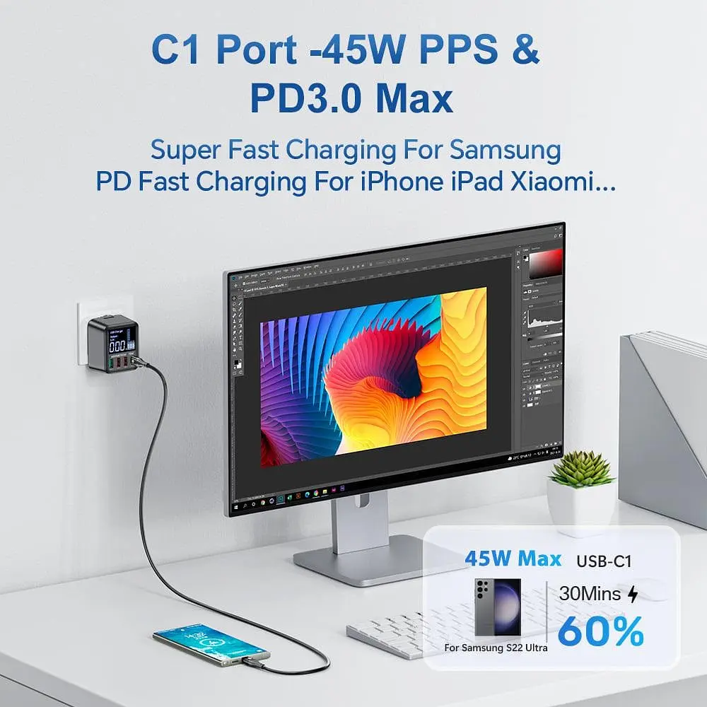 Адаптер - зарядний пристрій ASOMETECH 72W 4 port intelligence charger WLX-A9T - фото 5