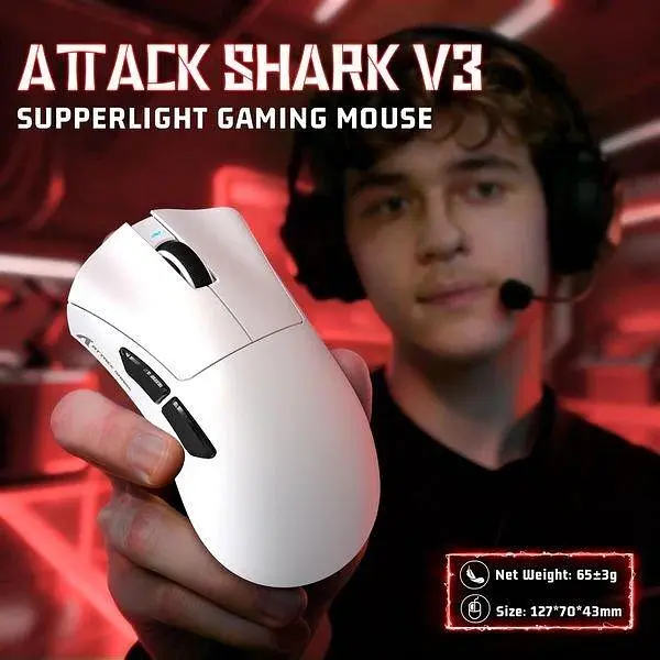 Мышь Attack Shark V3 Wireless (AS-6972792472607-W) White (G-000004412) - фото 5