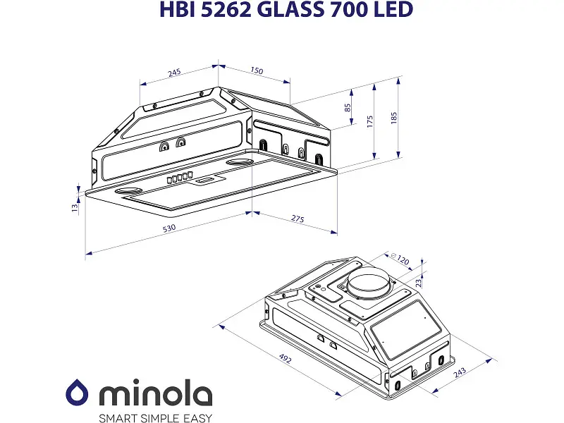 Витяжка Minola HBI 5262 BL GLASS 700 LED - фото 8