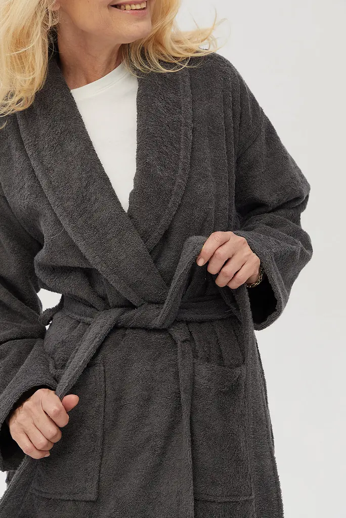 Халат махровый unisex Lotus Home - Basic New Line антрацит 2XL - фото 3