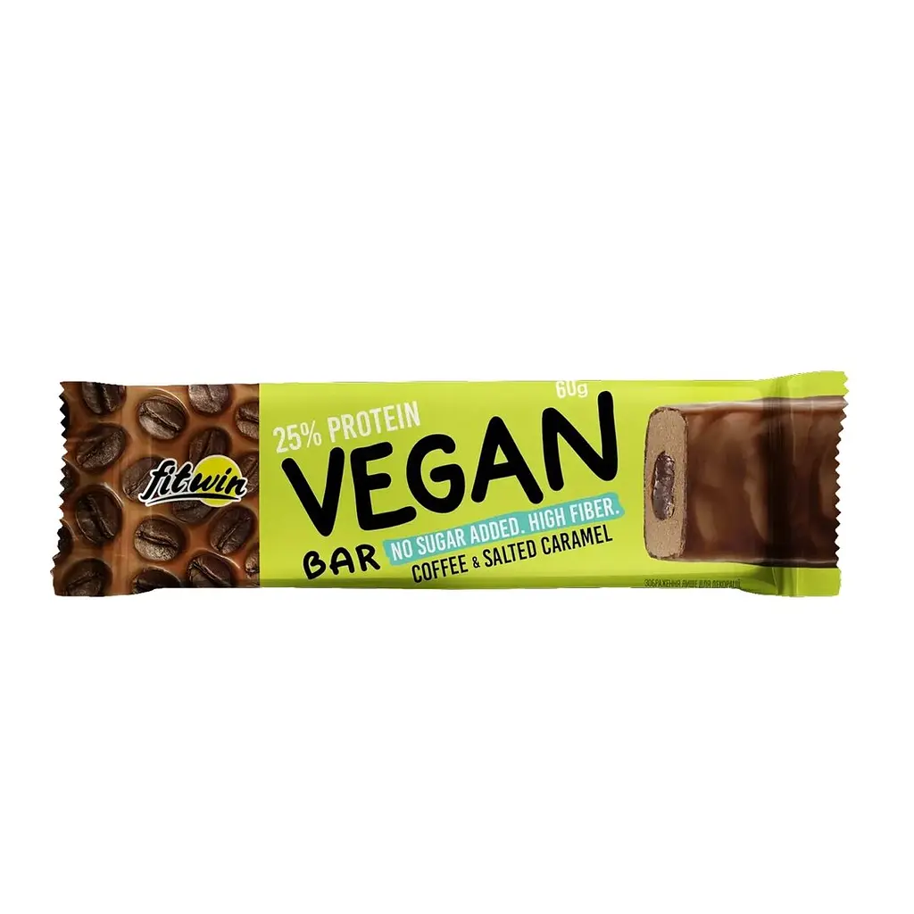 Блок веганських батончиків FitWin Vegan Bar, 12*60 грам - Кава-солона карамель - фото 2