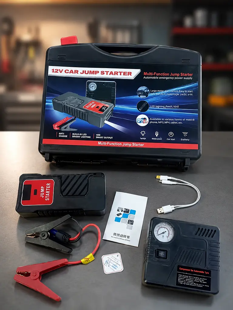 Автомобільний пусковий пристрій для акумулятора JUMP STARTER 69800mah + Компрессор / Пусковий пристрій для авто / Бустер - фото 3