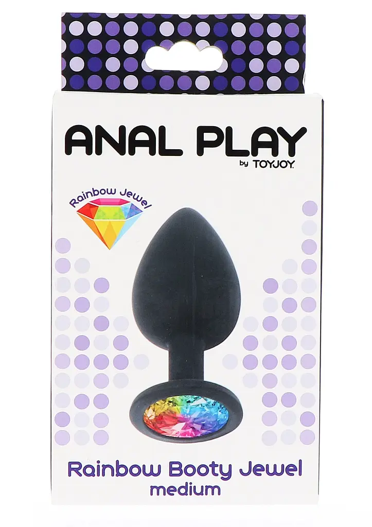 Анальна пробка з райдужним кристалом в основі Toy Joy Rainbow Booty Jewel Medium, 8х3.5 см, M - фото 3