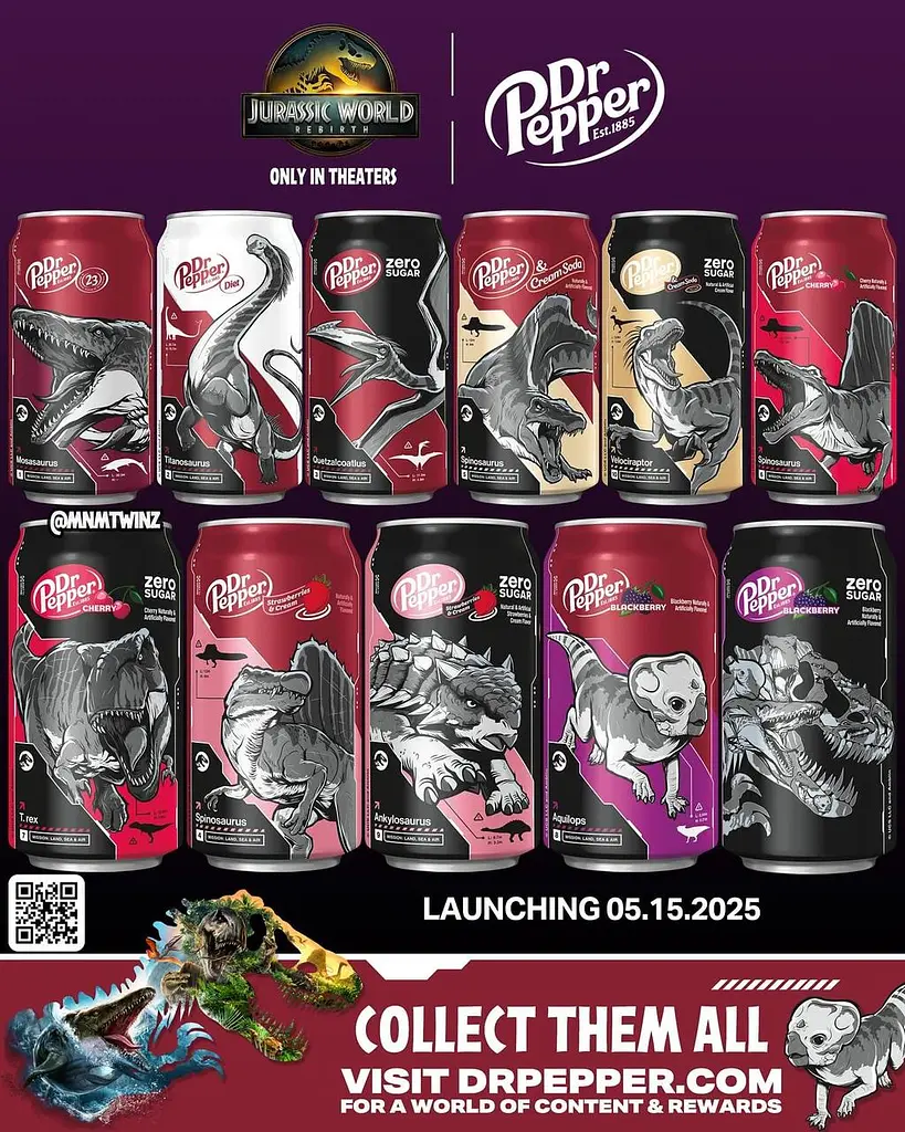 Газований напій Dr Pepper Jurassic World Rebirth Limited Edition Soda Cans 355 мл - фото 4