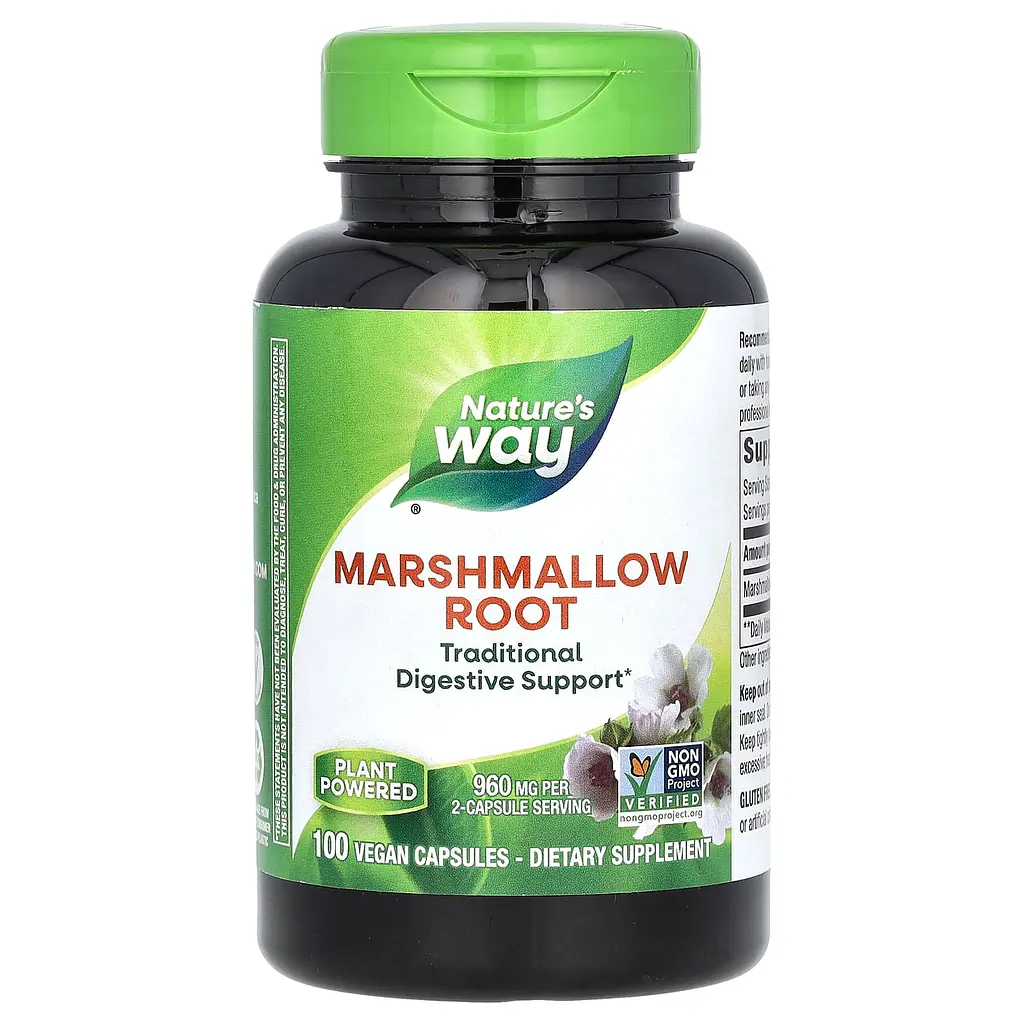 Корінь алтею, Marshmallow, 960 мг, 100 веганських капсул (480 мг на капсулу) Nature's Way vit0002526