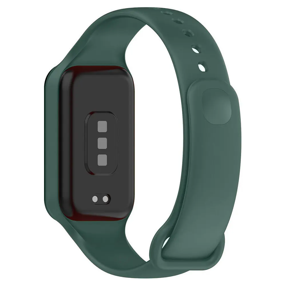 Силіконовий ремінець для фітнес браслетів Xiaomi Redmi Smart Band 2 Mi Band 8 Active, Silicone, dark green, зі зручною застібкою, на фітнес трекер та смарт годинник, ArmorStandart (ARM73996) - фото 2