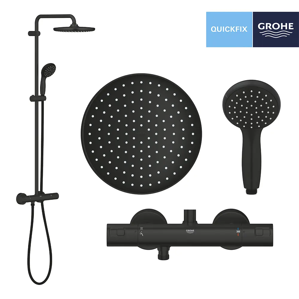 Душова система термостатична Grohe QuickFix Vitalio Start System 250 266772430, Чорний матовий - фото 3
