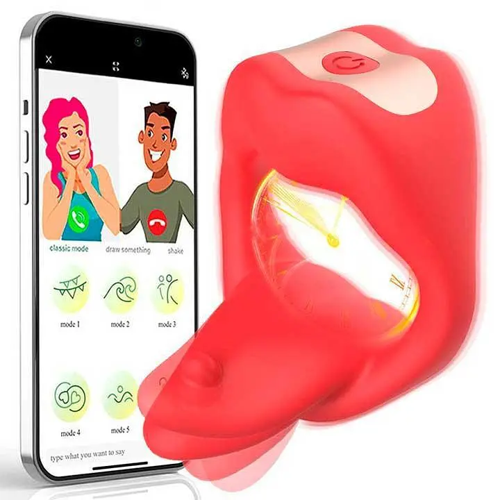 Ерекційне віброкільце Love Spouse Tongue з Bluetooth та додатком силіконове 10 режимів Червоне - фото 5
