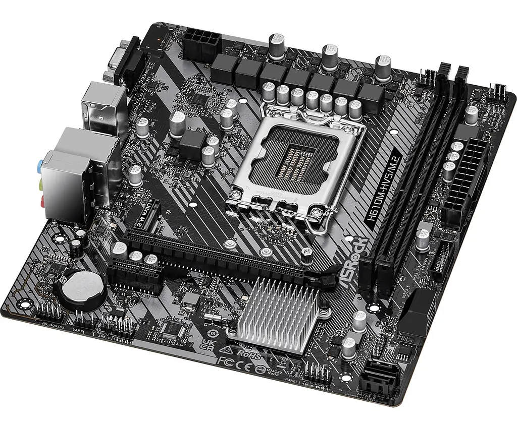 Материнская плата LGA1700, ASRock H610M-HVS/M.2 R2.0, H610, 2xDDR4, Int.Video(CPU), 4xSATA3, 1xM.2, 1xPCI-E 16x 4.0, 1xPCI-E 1x 3.0, ALC897, RTL8111H, 4xUSB3.2/6xUSB2.0, VGA/HDMI, MicroATX - фото 4