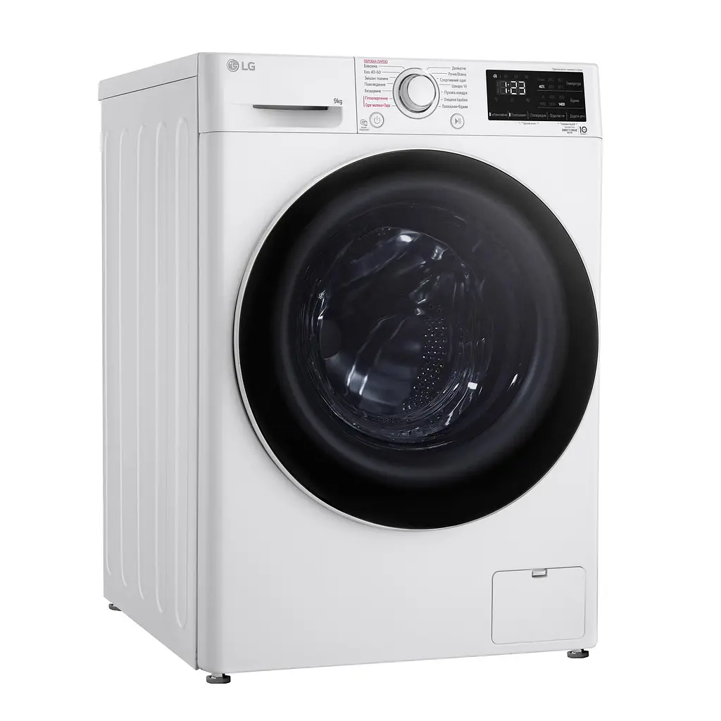 Пральна машина LG фронтальна, 9кг, 1400, A+++, 57см, дисплей, пара, інвертор, білий (F4V3VS0WW) - фото 2
