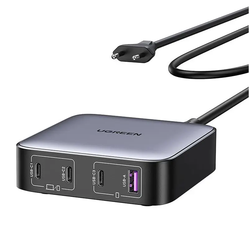 Зарядний пристрій 4xUSB 100W (3хUSB-C+USB-A) Gan Nexode чорний CD328 Ugreen Desktop Fast Charger - фото 2