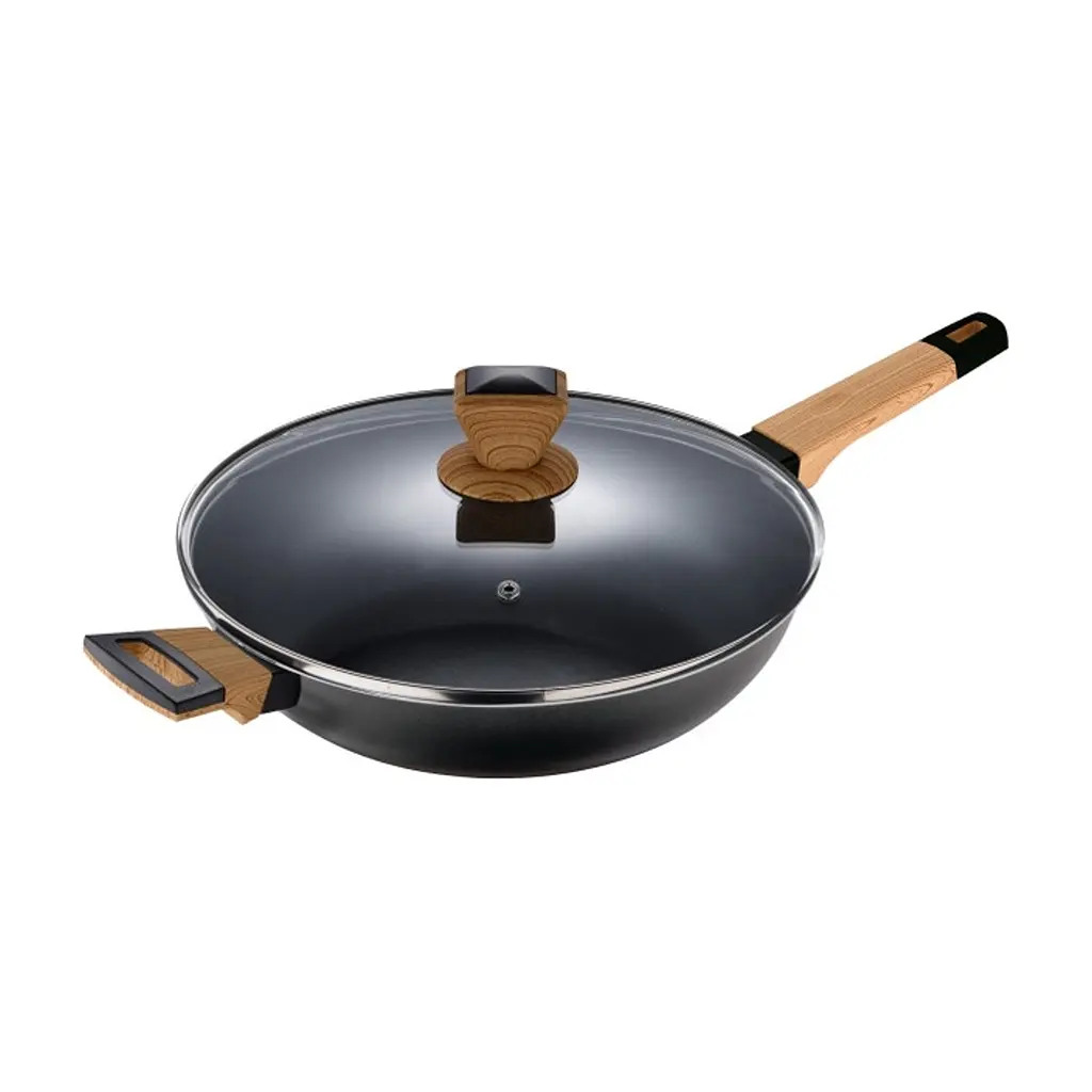 Сотейник Bergner Earth black з кришкою та довгим руків'ям 28 см (BG-34628-BK)