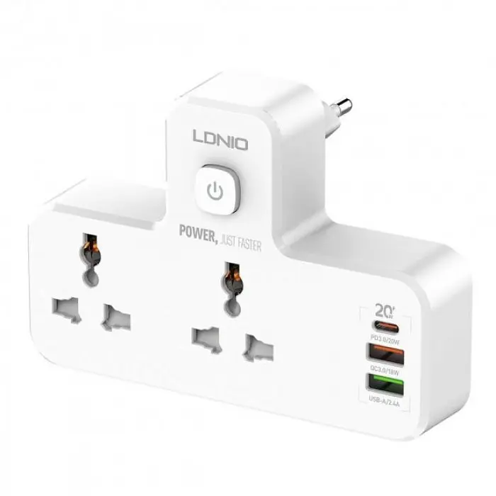 Сетевой удлинитель фильтр на 2 розетки с защитными шторками 2 USB 3A + Type C - фото 3