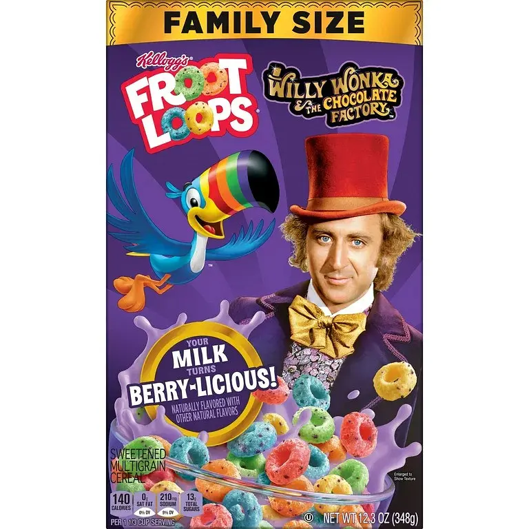 Сухий сніданок Kellogg's Froot Loops Berry-licious Willy Wonka Cereal 348g - фото 8
