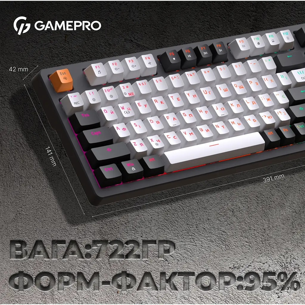Клавиатура GamePro Red с Hot-Swap RGB Black проводная механическая (MK170B) - фото 17