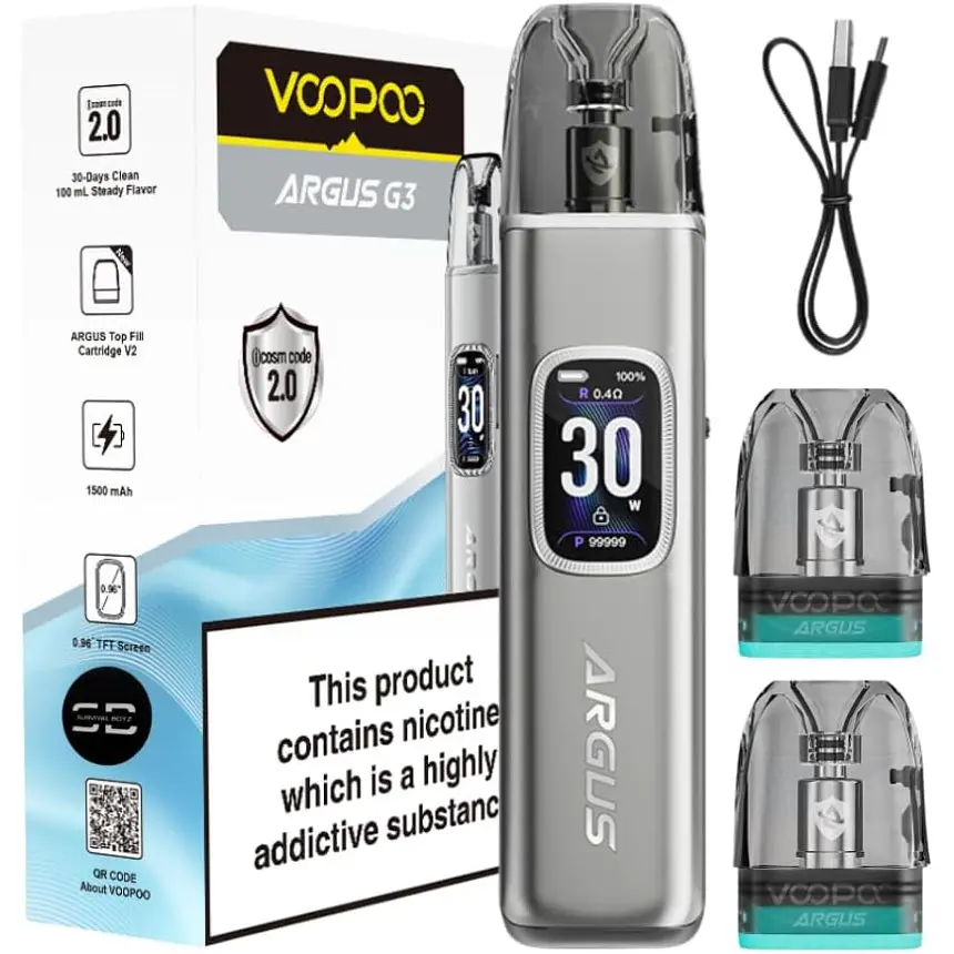 Под-система VooPoo Argus G3 30W Pod 1500 mAh 3ml електронна сигарета Kit Space Gray (18809) - фото 2