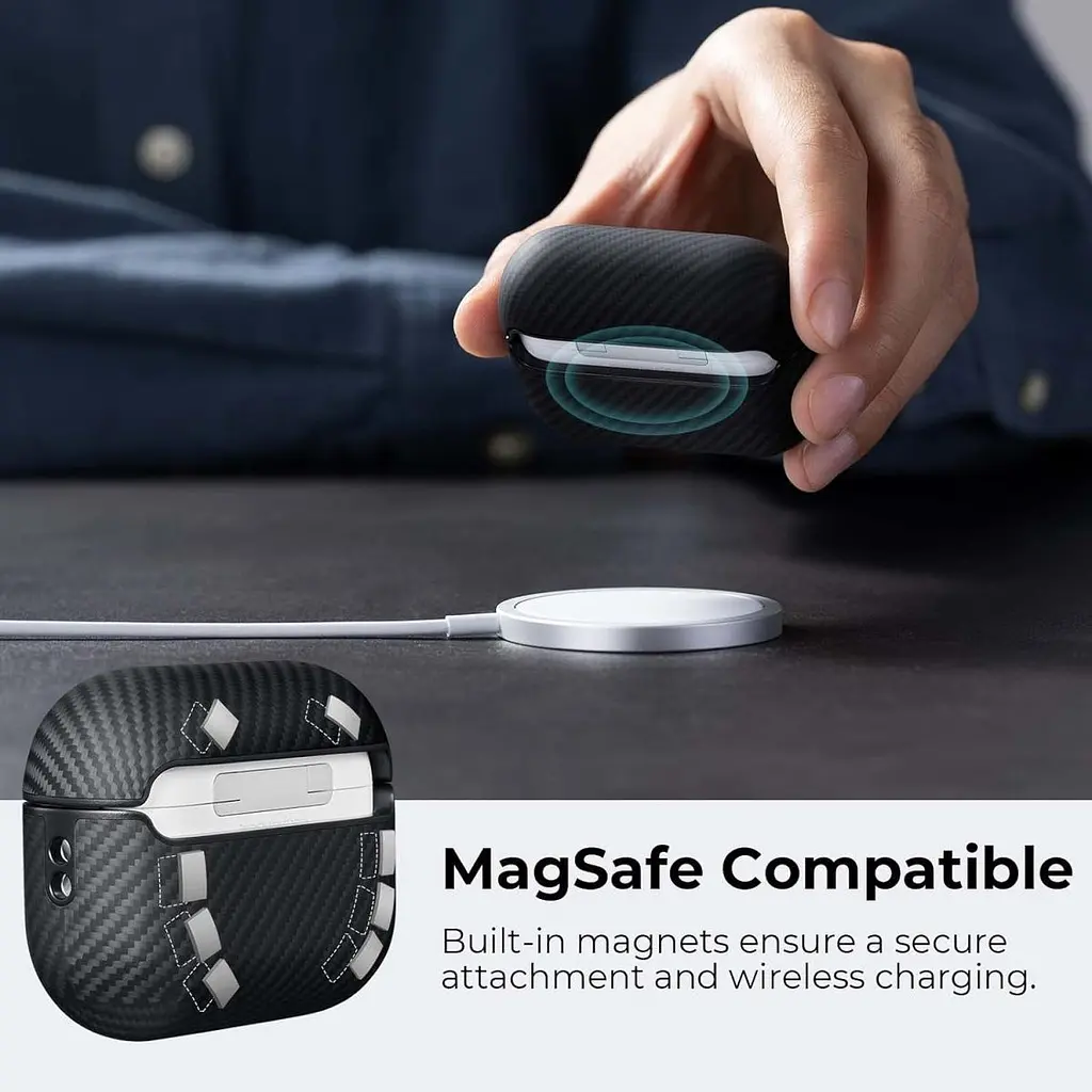 Чохол Pitaka Aramid Fiber Magnetic Case для Apple AirPods Pro 2 Black/Gray (APM2401) [170966] - фото 6