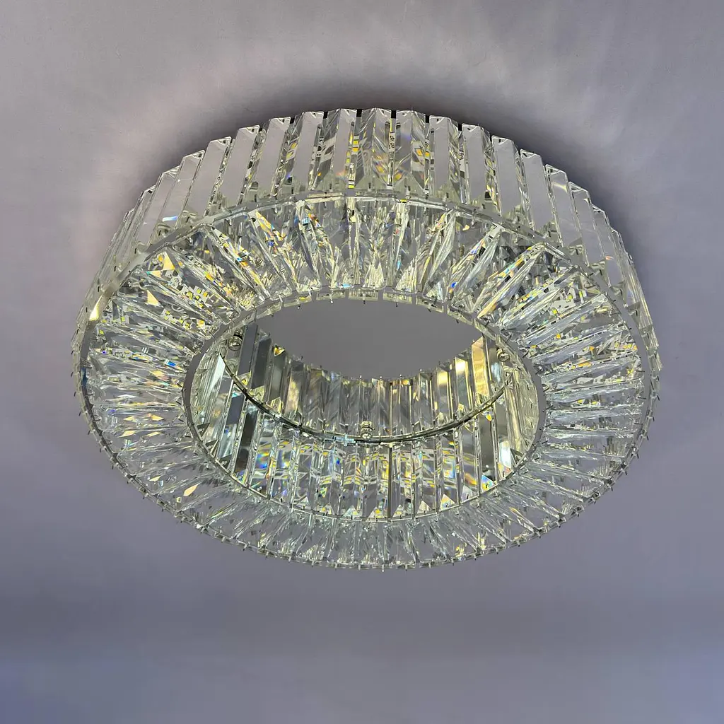 Елегантна стельова LED люстра кришталева для вітальні Linisoln 9597-600 срібляста 60 см 160W - фото 4