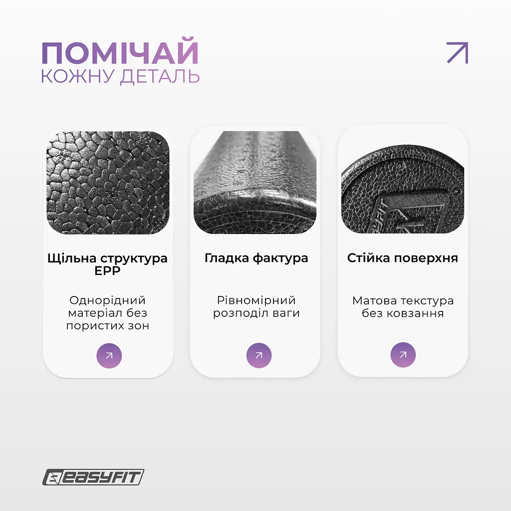 Масажний ролик EasyFit PolyFoam Roller EPP 45 см - фото 4