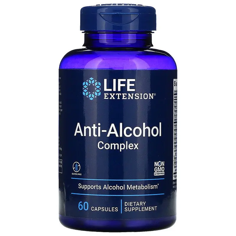 Вітаміни та мінерали Life Extension Anti-Alcohol Complex, 60 капсул