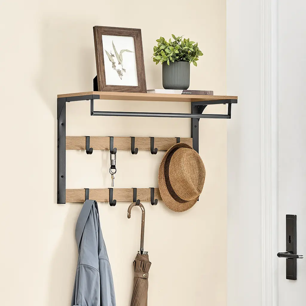 Вішалка настінна Leobert Compact для одягу з полицею у стилі Loft - фото 2