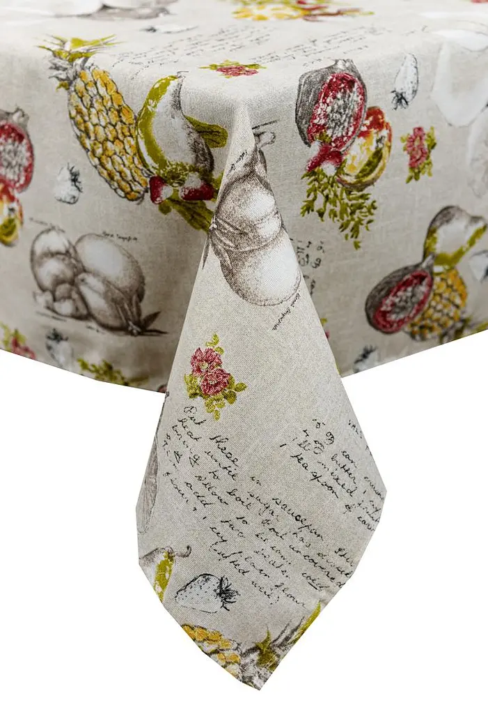 Скатерть Прованс Fruits 180х136 см бежево-серая (32988) - фото 2