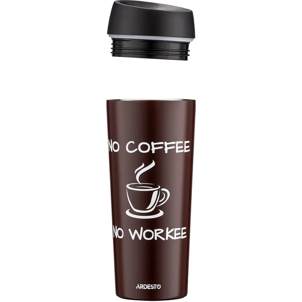 Термокружка Ardesto Coffee Time 450 мл нержавеющая сталь коричневая - фото 3