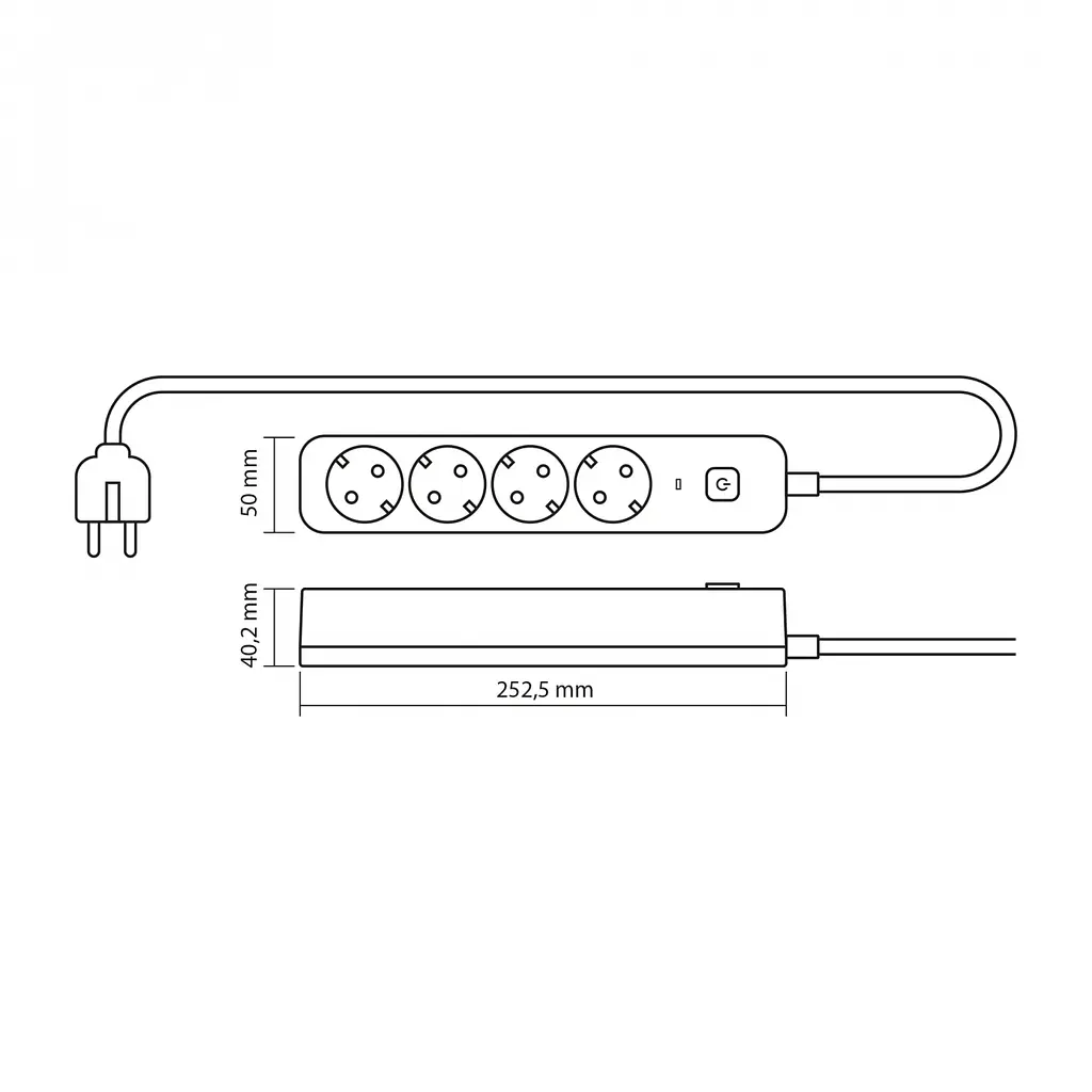 Удлинитель сетевой Videx Oncord с кнопкой с/з 4п 3 м 3x1.5 мм white (VF-PD43G-W) - фото 10