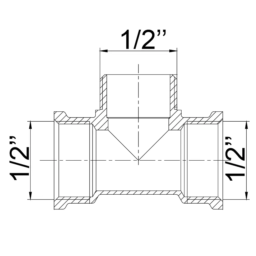 Трійник латунний 1/2″ВР х 1/2″ЗР х 1/2″ВР ливарний 211Б 000021646 - фото 4