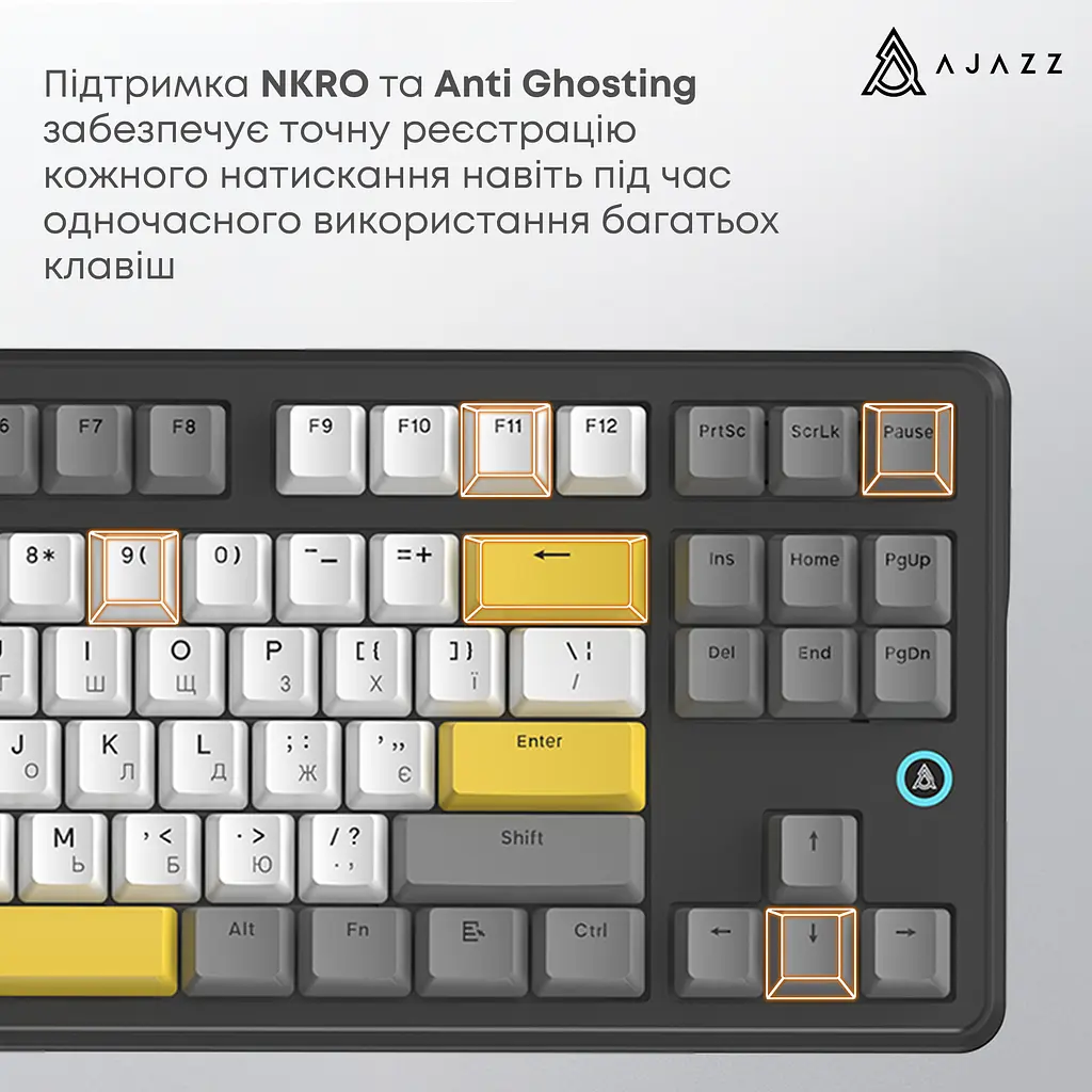 Клавіатура Ajazz AK870 V2 Flying Fish Switch Black USB-C (AK870-V2-FF-BGY) - фото 9