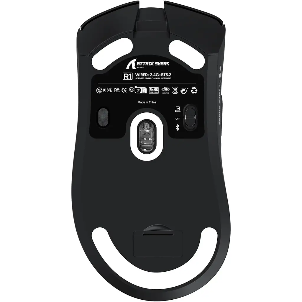 Мишка Attack Shark R1, Wireless/Bluetooth, 18000dpi, (PAW3311), 6кн., Black - фото 3