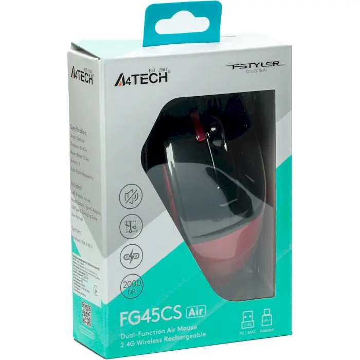 Миша A4Tech Fstyler FG45CS Air (Sports Red) - фото 9