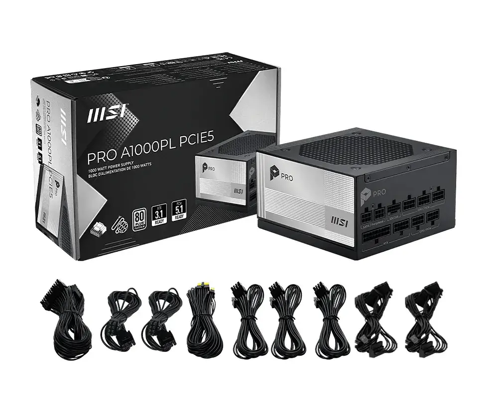 Блок живлення MSI 1000W (PRO A1000PL PCIE5) - фото 2