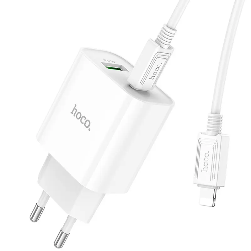 МЗП Hoco C80A Plus Rapido PD20W+QC3.0 (1USB-A/1C) + кабель Type-C to Lightning White - фото 4