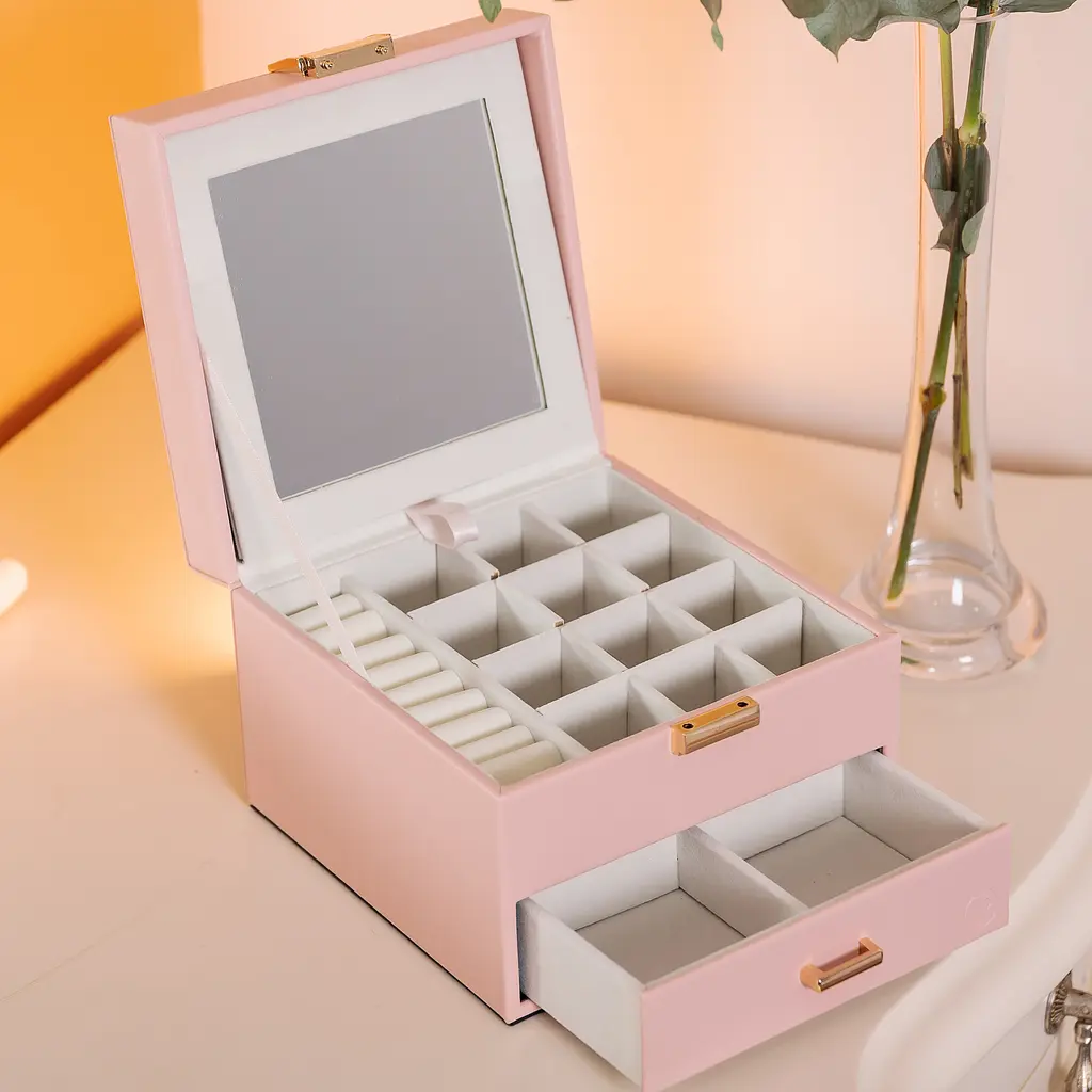 Органайзер для прикрас Yiwu з накидним замком 16x16x12 см рожевий HP-5-2P - фото 10