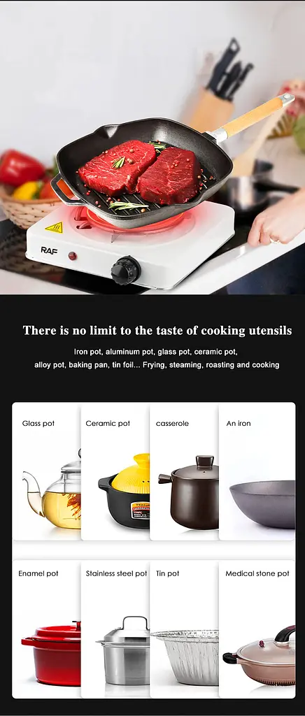 Електрична плита зі спіральним нагріванням XPRO RAF 8010B 1 конфорка (MER-15295_230) - фото 6