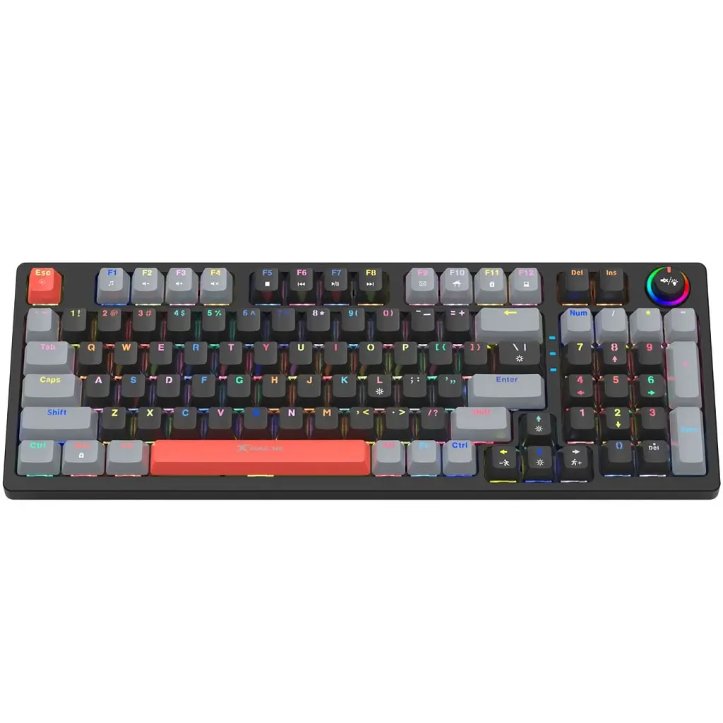 Клавіатура ігрова механічна XTRIKE ME GK-987 UA 96кл.+регулятор, RGB, USB, чорно-сіра (GK-987GGRUA) - фото 4
