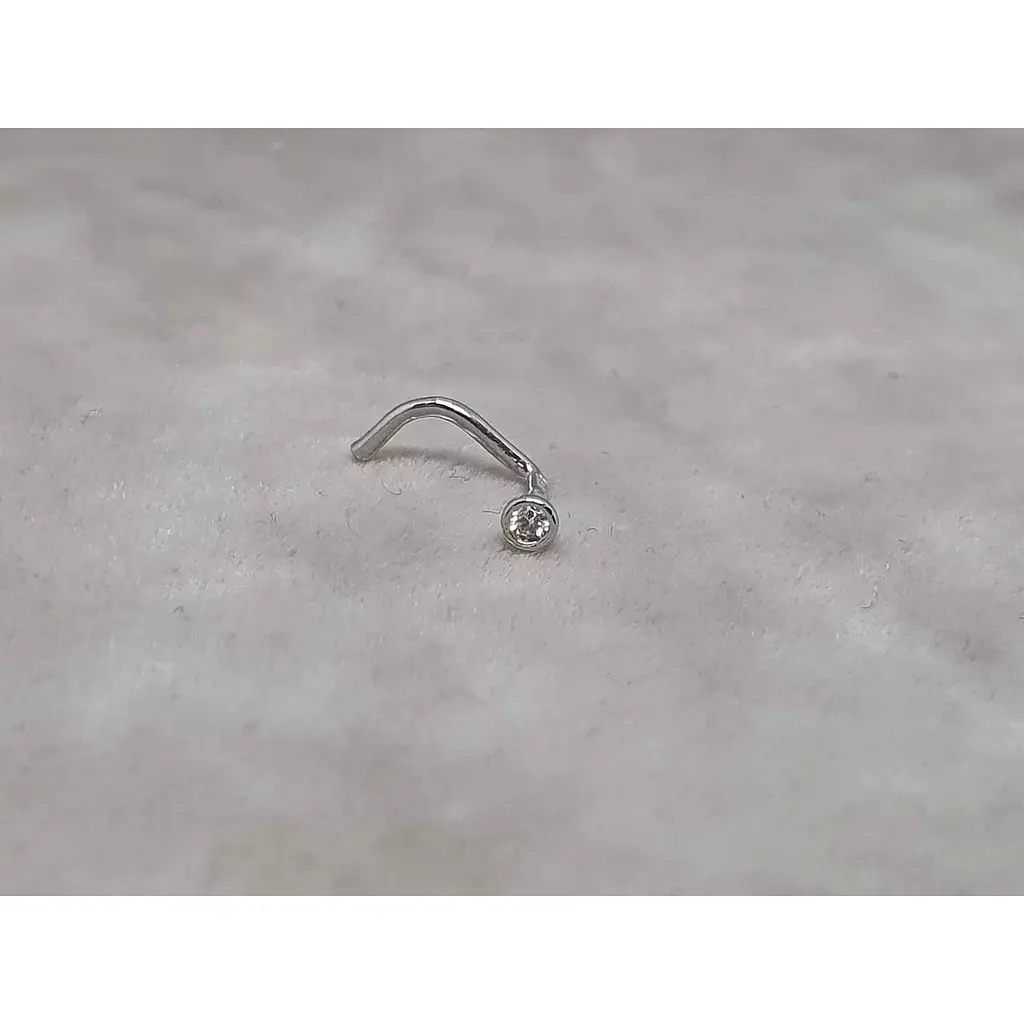 Золотая серьга-пирсинг Астор в нос с фианитом. 2182524Б - фото 2