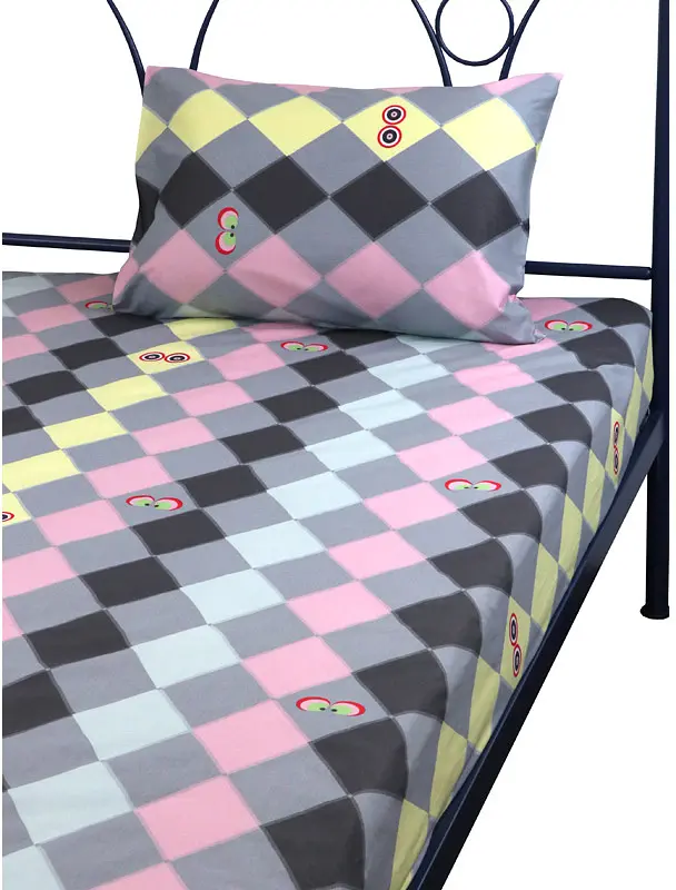 Набір Руно Owl ромб простирадло + наволочка 143х215 см 50х70 см сатин сірий (12.137_Owl ромб) - фото 2