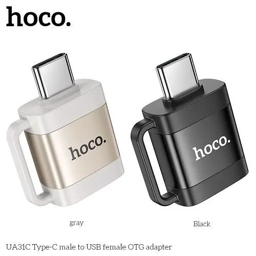 Перехідник HOCO UA31C Type-C male to USB female OTG adapter чорний - фото 3