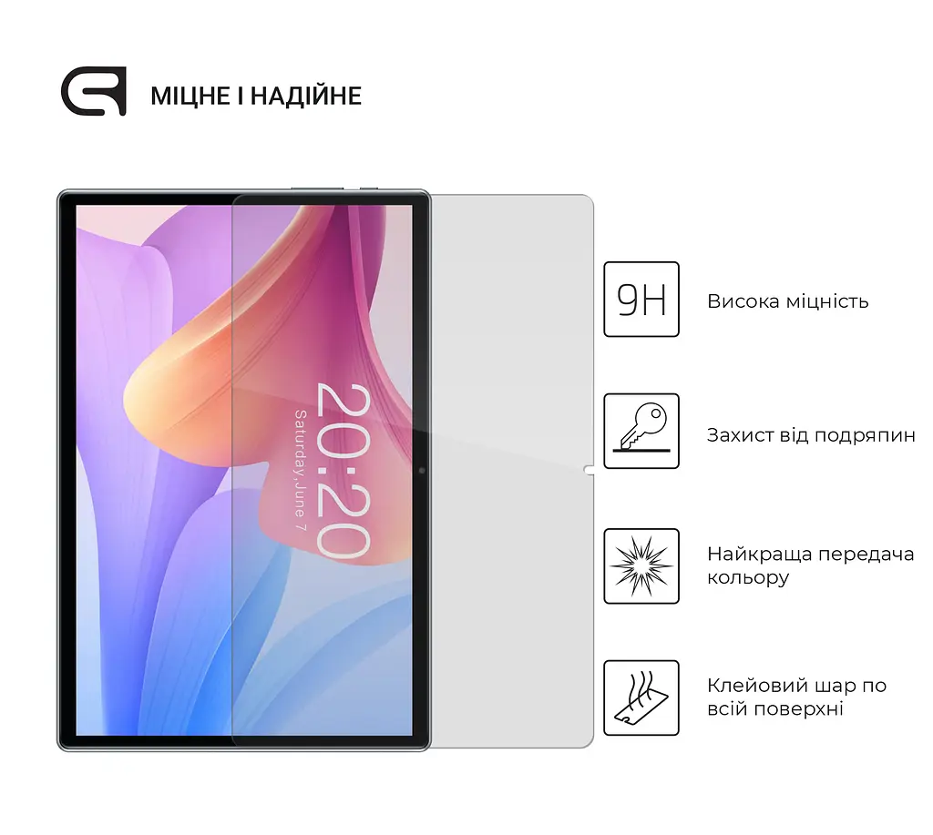 Захисне скло для планшета Teclast P20S 10.1"", Glass.CR, загартоване скло 9H, 2.5D, повне проклеювання, з олеофобним покриттям, проста установка та сумісність з чохлами всіх типів (Case friendly), ArmorStandart (ARM67194) - фото 2