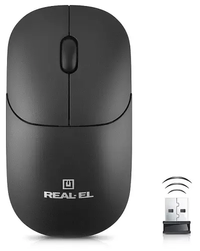 Миша REAL-EL RM-313W Wireless, Black, бездротова, USB, оптична, 1000 dpi, 2 кнопки, 2xAAA - фото 4