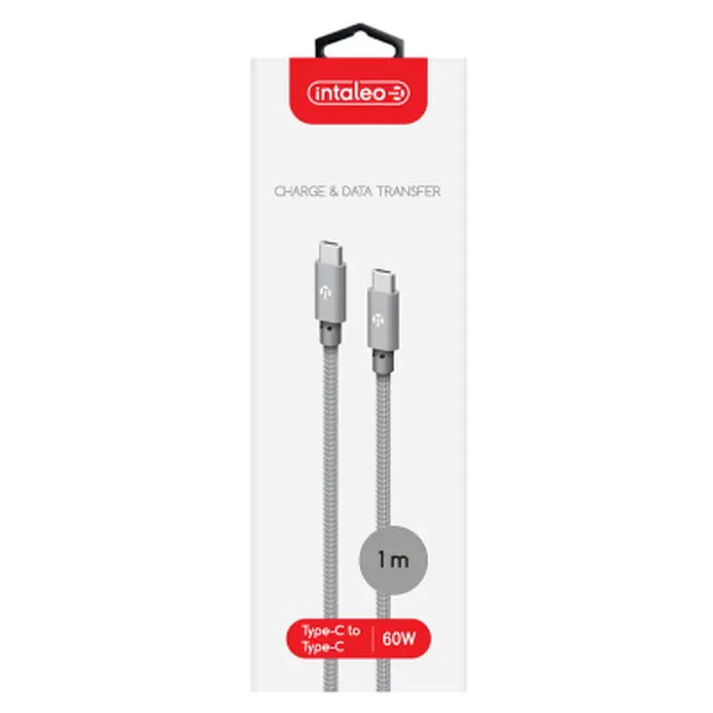 Дата кабель USB-C to USB-C 1.0m CBGNYTT1 60W Grey Intaleo (1283126559501) - фото 4