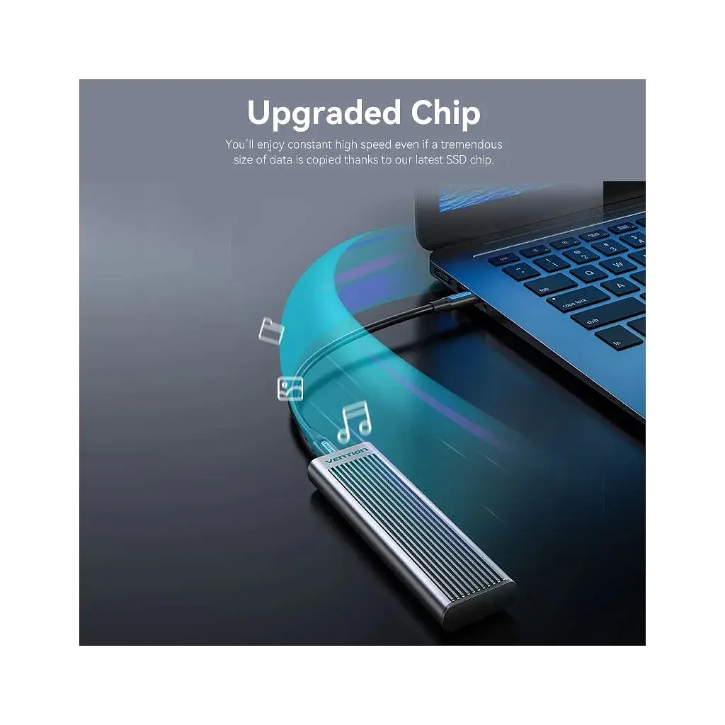 Кишеня зовнішня Vention SSD M.2 (NVME) M-key USB Type-C 3.2 10Gbps Heat Sink Aluminum (KPKH0) - фото 5